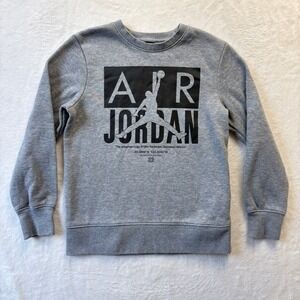 Kids Air Jordan Gray Graphic Sweatshirt Crewneck Long Sleeve‎ Jumpman Logo